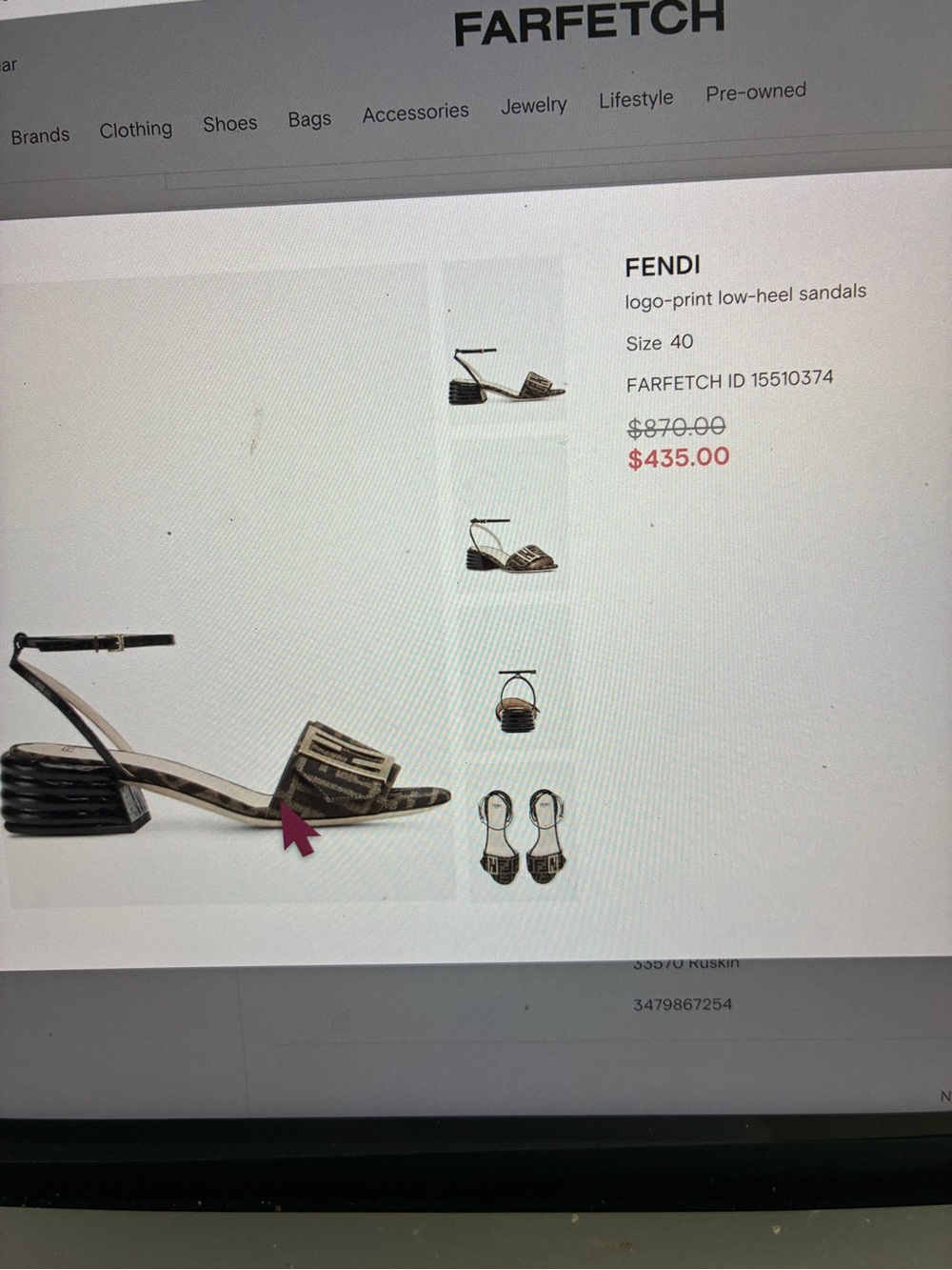 Fendi Black & Brown FF Logo Ankle-Strap Heels with Gold Buckles - Picture 4 of 4